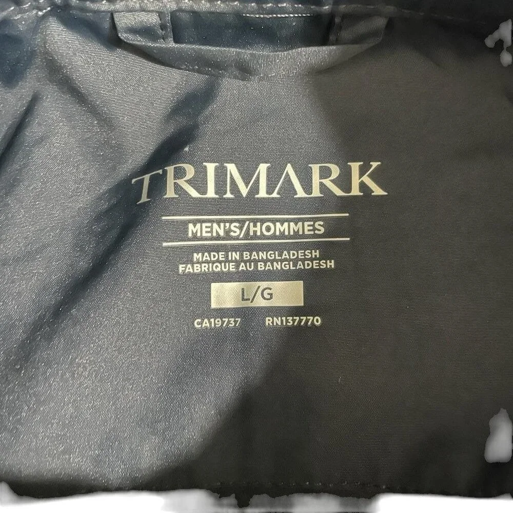 Trimark Mens Navy Lightweight‎ Windbreaker Jacket Hooded Outdoor Hiking Large